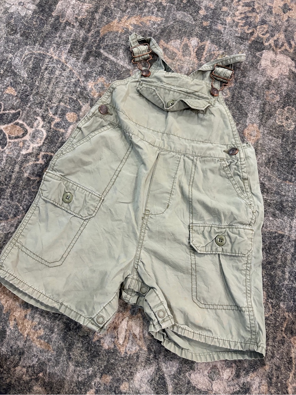 OshKosh B'gosh Olive Green Cargo Short Overalls